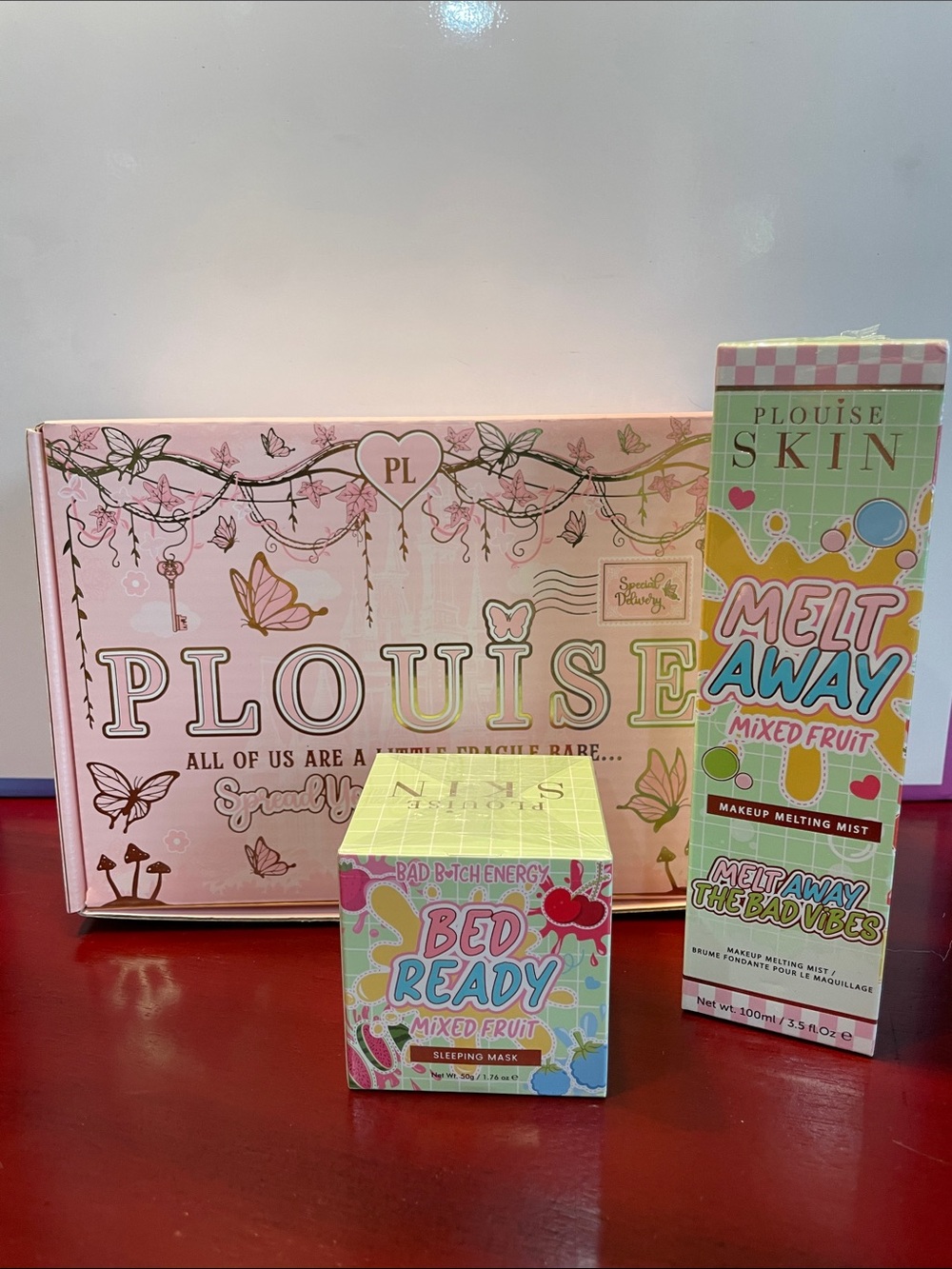 Melt Away Mixed Fruit Makeup Melting Mist - Pink and sleeping mask.